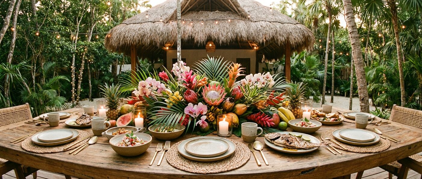 In-villa dinner spread